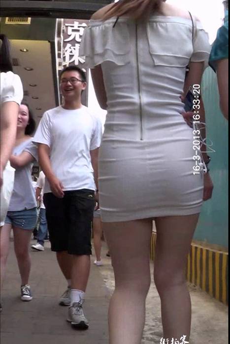 [街拍客视频]jx0326 白色超短裙又圆又翘的美臀